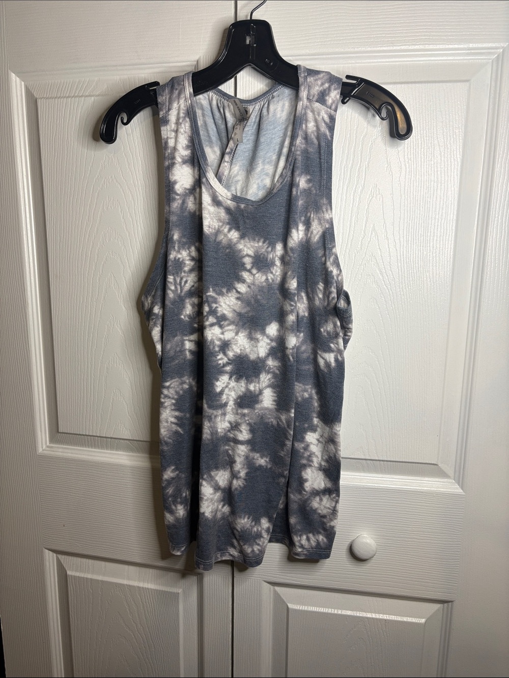 Gray and White Tie-Dye Racerback Tank Top